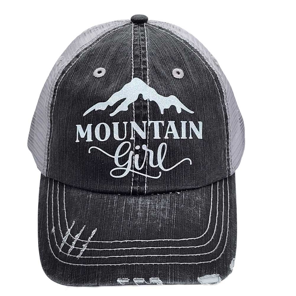 Mountain Girl Distressed Grey Trucker Style hat showmecountry.com/product/mounta…