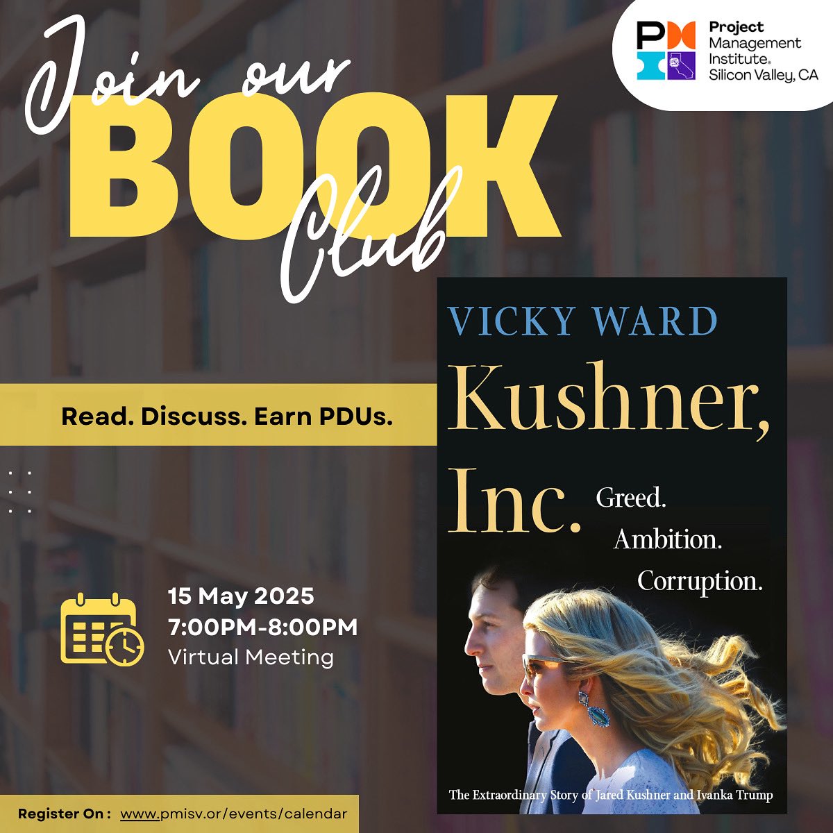 PMI_SV's tweet image. 📚 Join the PMI Silicon Valley Monthly Book Club to explore inspiring books!

🗓 Event Date: 15 May, 2025.
🕖 Time: 7:00 PM - 8:00 PM
📍 Location: Virtual Meeting 

👉 Register here : lnkd.in/gXu4cGRm

#PMISV #BookClub #DigitalBodyLanguage #ProjectManagement #PMI