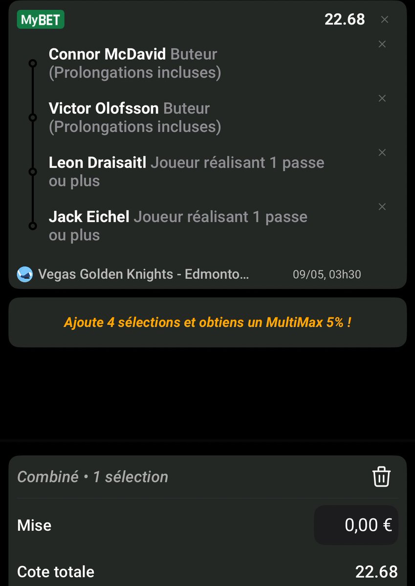 #NHLPlayoffs 🏒🇺🇸🇨🇦

⌚️ 01h00

Deux #MyBET pour cette nuit !🔥

Les deux combinés <a href="/571/">diane</a>,14

Doucement sur les mises les amies 🤗

❤️ &amp; RT si tu suis !

#TeamParieur #StanleyCupPlayoffs #NHL #Playoffs #StanleyCup #HockeyBet