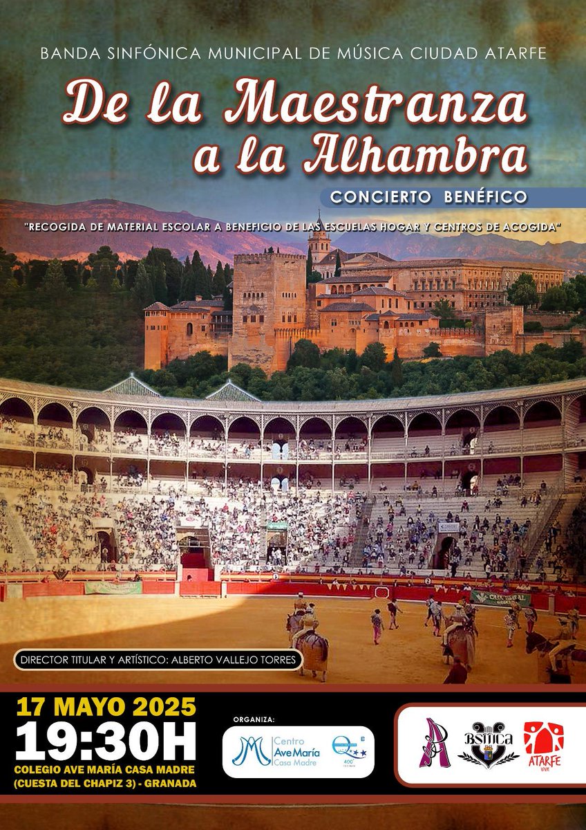AMcasamadre's tweet photo. Nuestro centro celebrará el próximo sábado, 17 de mayo, a las 19:30 horas, un concierto benéfico con motivo del 135 aniversario de las Escuelas del Ave Mª.
Un acto que se enmarca, en colaboración con el Ayto. de Granada, en la programación de la Noche en Blanco. https://t.co/LThGzH9Ms4