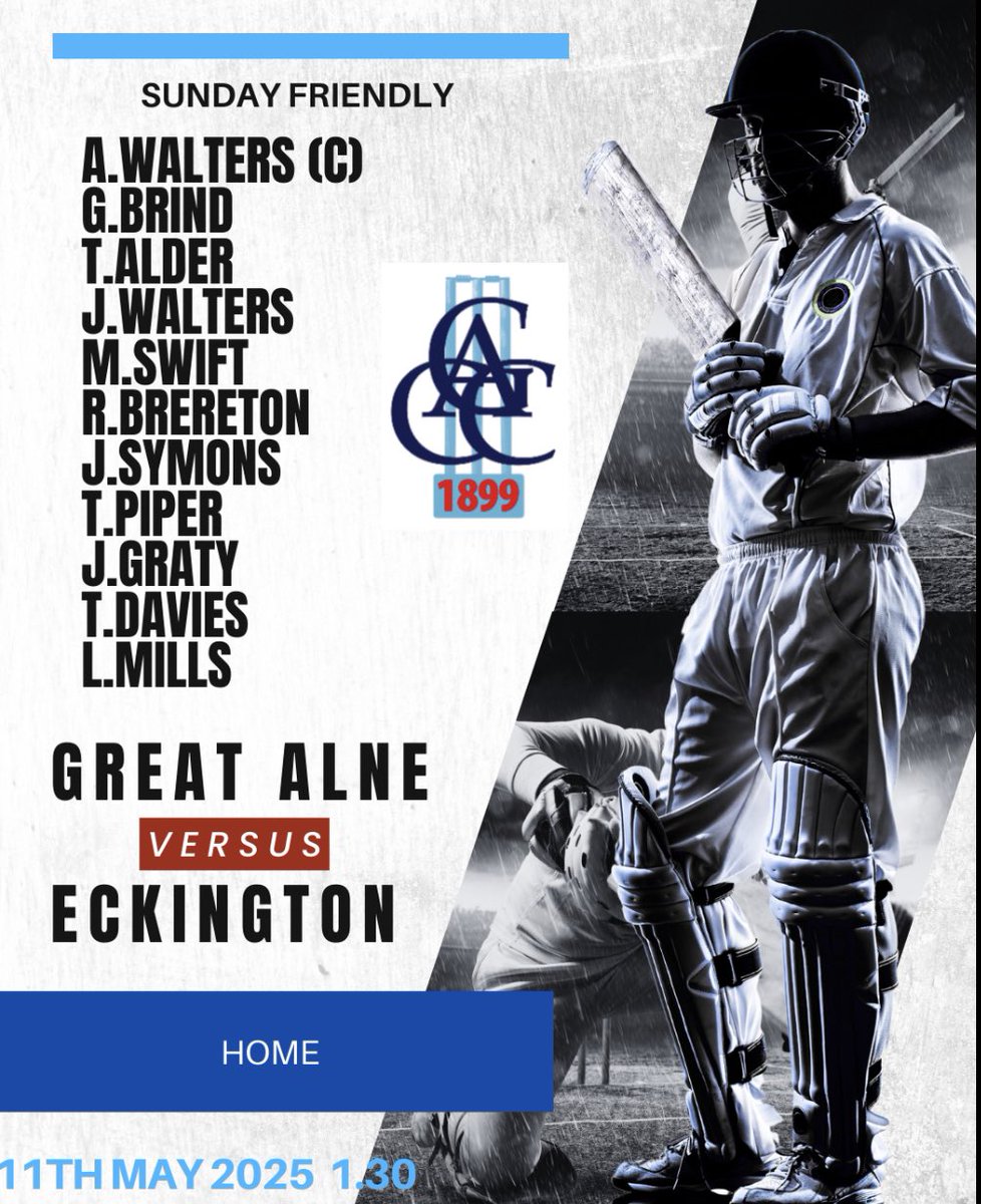 Sunday friendly side at home to Eckington!