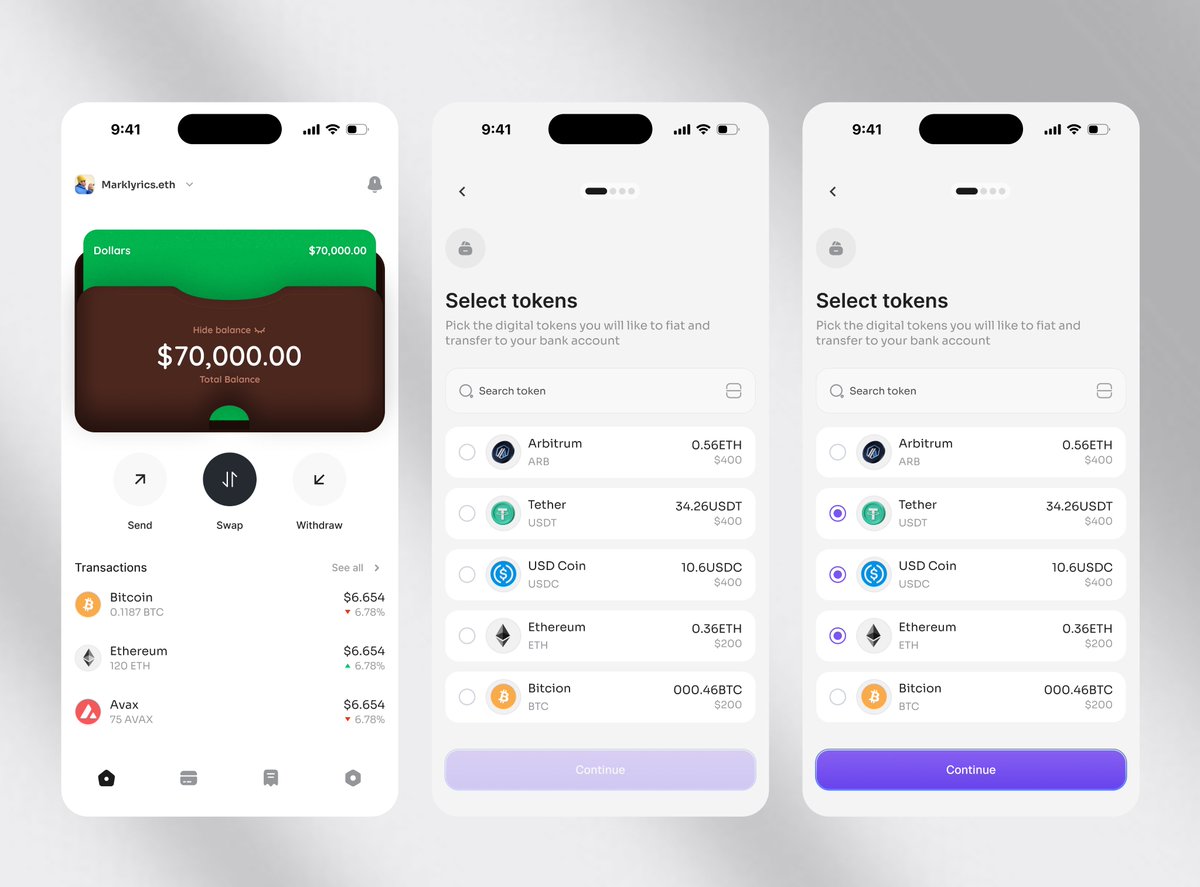 MEkpobiyere's tweet image. Day 7 of the #Web3DesignChallenge 🎯 @druids01 
Task: Design a flow that allows users to off-ramp their entire wallet to a bank account.
Let’s dive in 🧵 what’s off-ramping?
It’s the process of converting crypto (like USDC, ETH) into fiat (like USD, NGN, EUR) and sending it to
