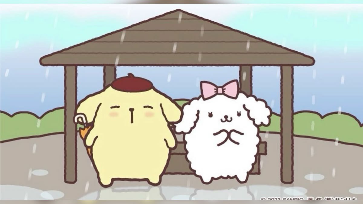 sanriodaily's tweet photo. pompompurin and macaron 💫 https://t.co/v1OoEUbnM1