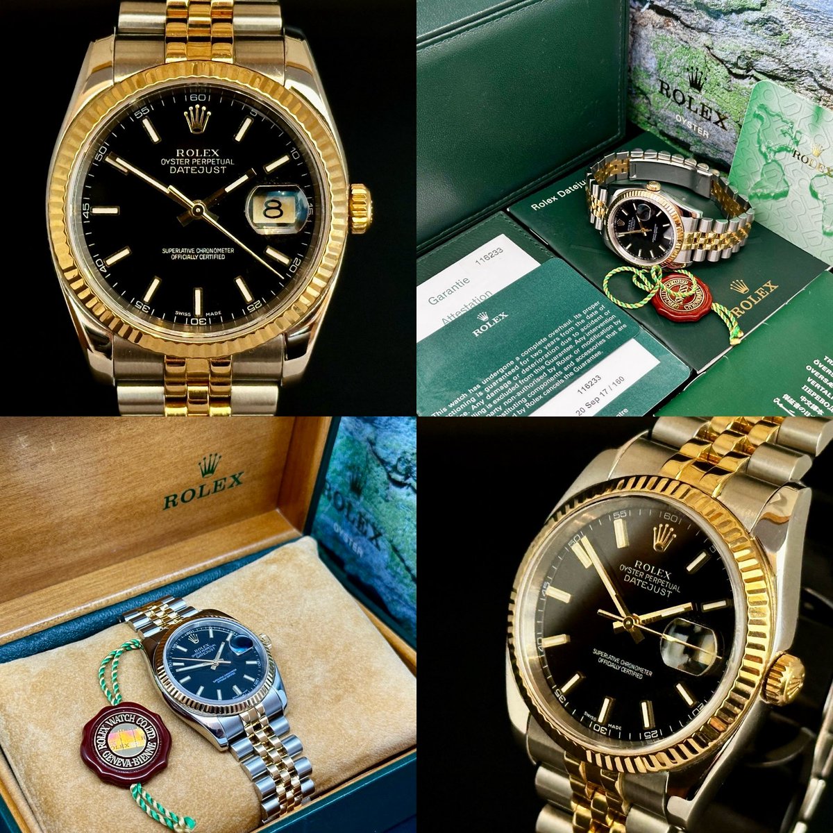 TheWatchSpy's tweet photo. This original 2004 Rolex Datejust 116233 is in excellent condition and comes with a full set of Rolex boxes, Rolex AD certificate, Rolex Service Centre cards plus booklets. A two-year TWS warranty is included in the asking price. £6995 https://t.co/9X1GcJUXkd