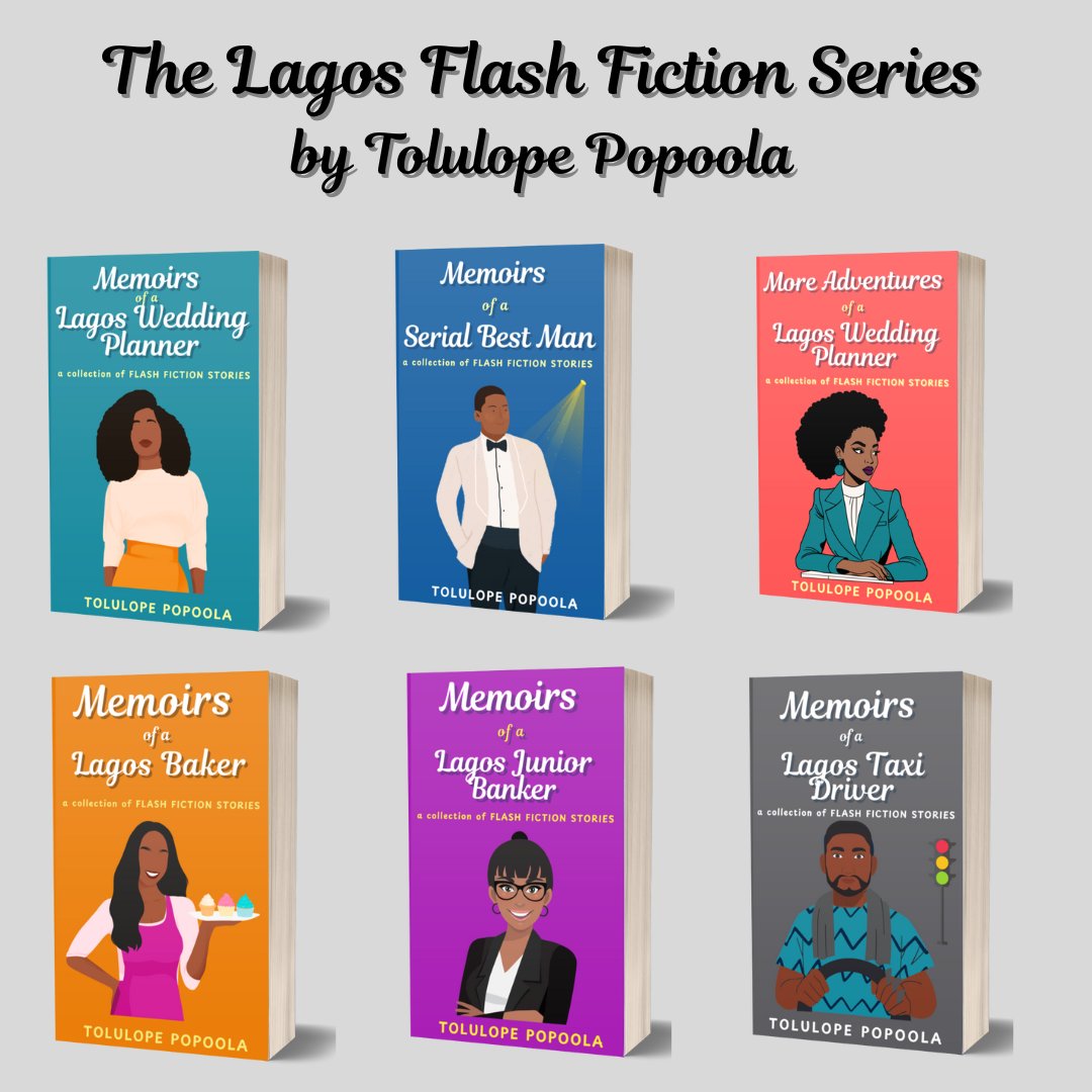 TolulopePopoola's tweet image. The Lagos Flash Fiction Series is here! ๐
Meet Bisi the wedding planner๐, Ladi the taxi driver ๐, Onome the junior banker๐คตโโ๏ธ, CJ the serial best man๐คตโโ๏ธand Dayo the baker ๐ฉโ๐ณ.
Read about each character's adventures, dealing with the drama and chaos of life in Lagos!