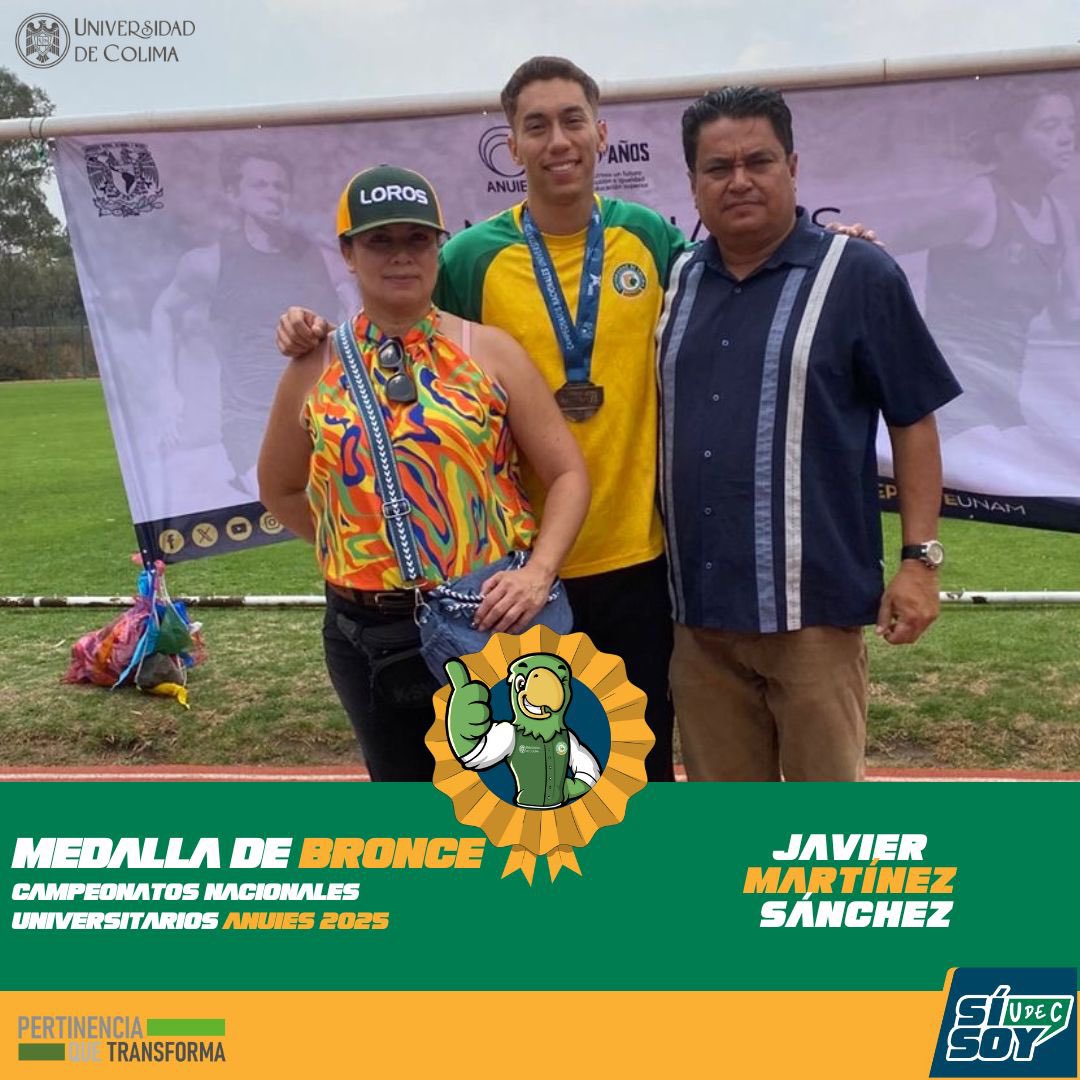 ¡Bronce para Javier Martínez!🥉🏃

El estudiante universitario, Javier Martínez Sánchez, obtuvo la medalla de bronce en los 100 metros planos en los Campeonatos Nacionales Universitarios ANUIES 2025.

¡Enhorabuena!👏🎉