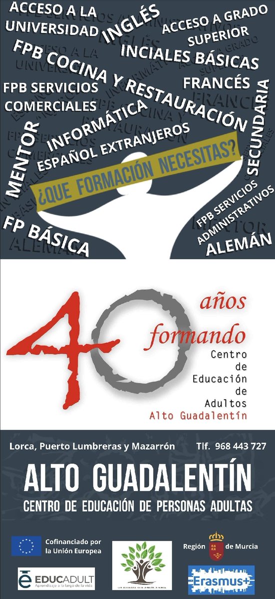 9 de mayo, Encuentro Regional de Centros de Educación de Personas Adultas Región en Lorca, Auditorio Margarita Lozano. n9.cl/gjhwkr
Iniciamos a las 10h. 
-11.30 h talleres para asistentes. 
-13.30h comida. 
-15.30 h visitas a la ciudad y museos.
<a href="/Educarm/">Educarm</a> <a href="/AytoLorca/">Ayuntamiento Lorca</a>