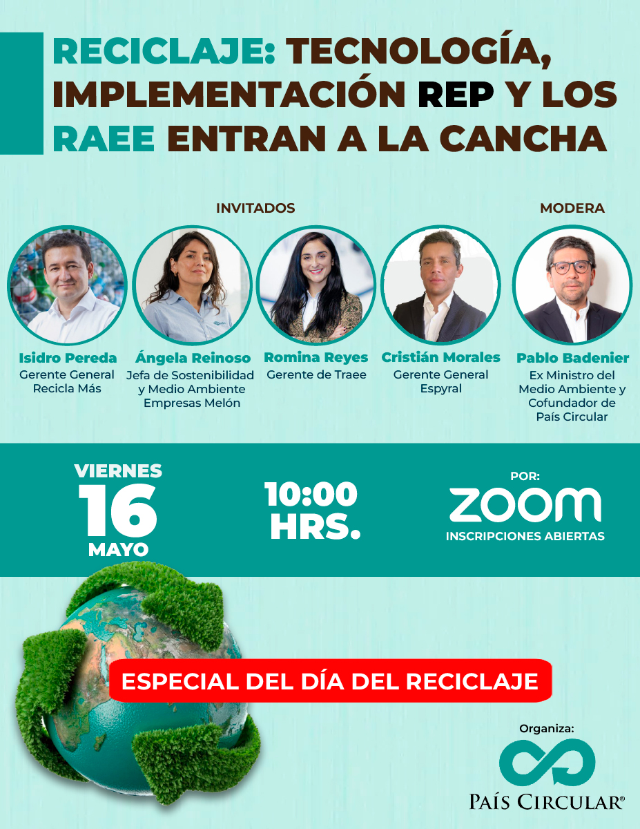 🌍✨ ¡Nuevo Webinar! ✨🌍⁠

♻️⚙️ Reciclaje: Tecnología, implementación REP y los RAEE entran a la cancha 📦🖥️⁠
⁠
📅 Viernes, 16 de mayo⁠
⏰ 10:00 hrs⁠

Inscríbete Aquí:
us06web.zoom.us/webinar/regist…