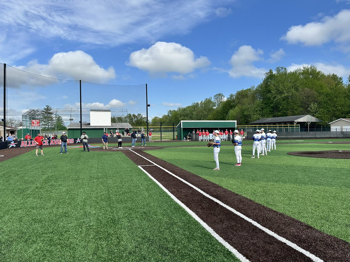 Baseball seniors throwing out the first pitch to their families! What a community! #seniornight #aviatorpride