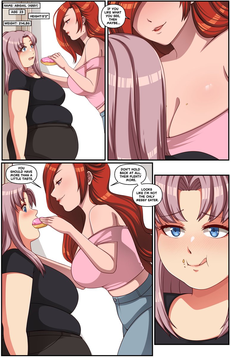 Page 29 of my comic Doughnation Dependency Page 40 is up on Pa/tr/eo/n. What's a little donut between friends? Wait? More than friends? Wait? How many donuts?