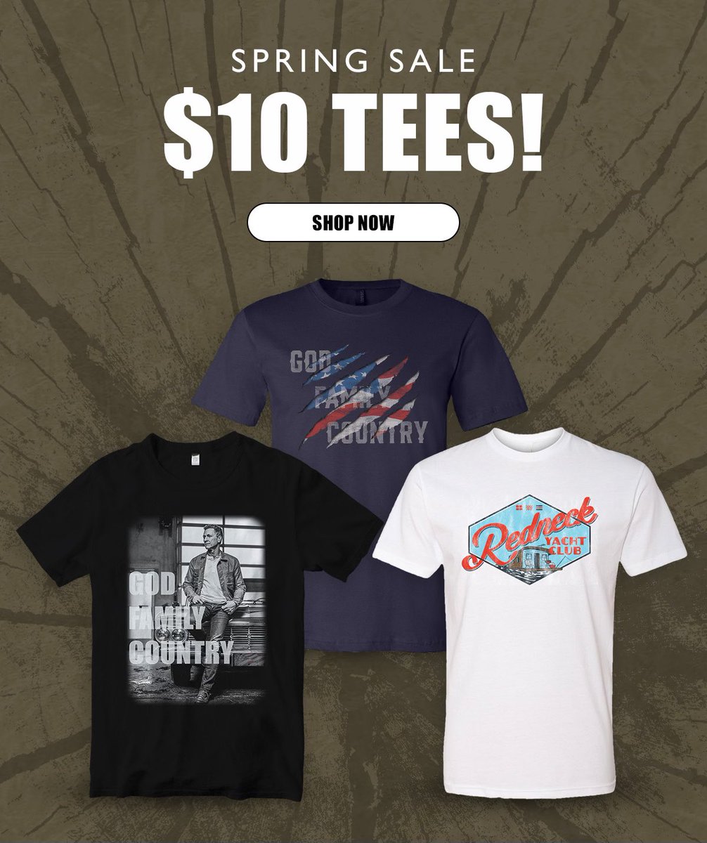 Get your $10 tees before they’re gone! 
craigmorgan.shop.redstarmerch.com