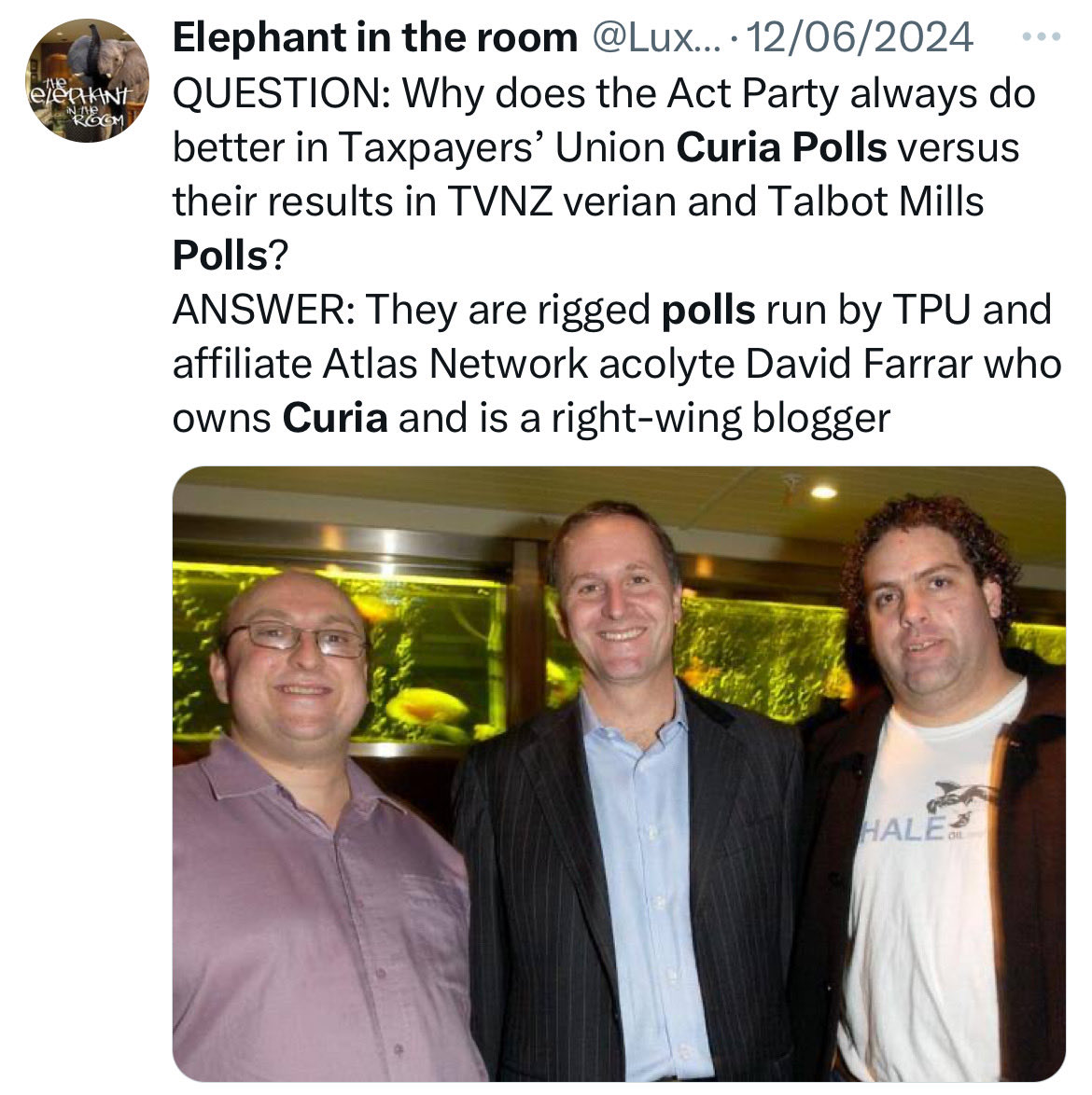HuiaSue's tweet photo. @kelvin_morganNZ @nettieg3 And #TaxpayersUnion & #Curia poll are push-pollers for the #AtlasNetwork. Curia has been caught before for misinformation #nzpol https://t.co/uNJfylUnDV