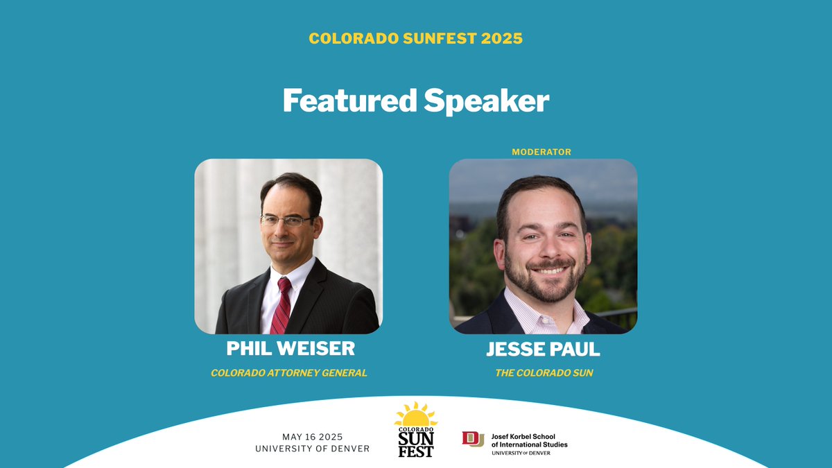 Colorado Attorney General (@coattnygeneral) on Twitter photo On Friday, May 16, AG <a href="/pweiser/">Phil Weiser</a> will be featured at <a href="/ColoradoSun/">The Colorado Sun</a>'s SunFest. The discussion with <a href="/JesseAPaul/">Jesse Aaron Paul ☀</a> will cover his fight to defend Colorado from illegal federal actions that threaten the state. Use code COSunWeiser15 for 15% off tickets. cosun.co/COFestPhil On Friday, May 16, AG <a href="/pweiser/">Phil Weiser</a> will be featured at <a href="/ColoradoSun/">The Colorado Sun</a>'s SunFest. The discussion with <a href="/JesseAPaul/">Jesse Aaron Paul ☀</a> will cover his fight to defend Colorado from illegal federal actions that threaten the state. Use code COSunWeiser15 for 15% off tickets. cosun.co/COFestPhil
