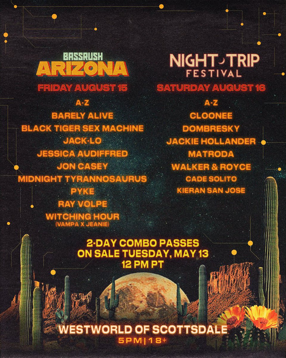 Something’s kicking up in the desert. Insomniac Arizona makes its debut at our brand new venue — WestWorld of Scottsdale! 

All Tickets On Sale This Tuesday May 13 at (@ 11AM PT Presale / @12PM PT General Onsale). Sign up for presale → insom.co/arizona