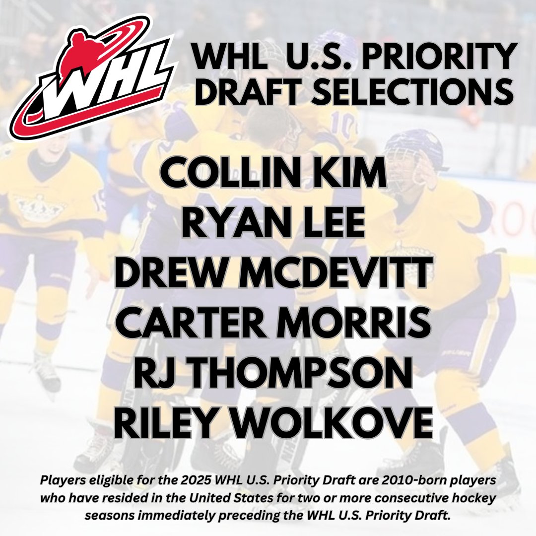 CONGRATULATIONS to the 6️⃣ former LA Jr. Kings standouts selected in this year's WHL U.S. Priority Draft, which is designated for 2010-born players! 😎