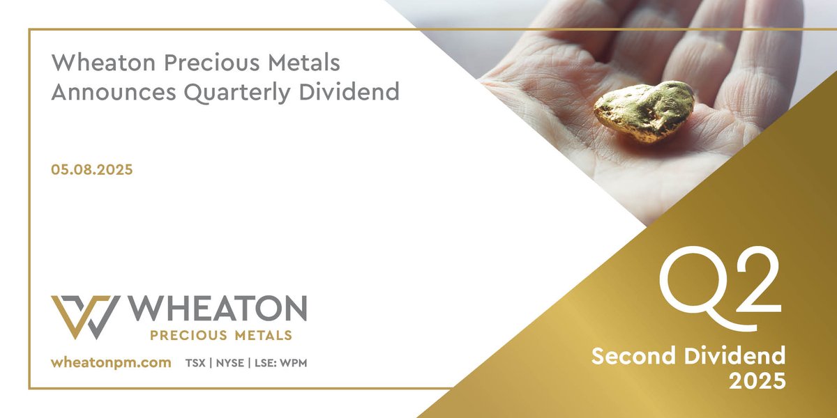 Wheaton Precious Metals (@wheaton_pm) on Twitter photo <a href="/Wheaton_PM/">Wheaton Precious Metals</a> Announces Quarterly Dividend. Read the news release here: tinyurl.com/2ma6bevr <a href="/Wheaton_PM/">Wheaton Precious Metals</a> Announces Quarterly Dividend. Read the news release here: tinyurl.com/2ma6bevr