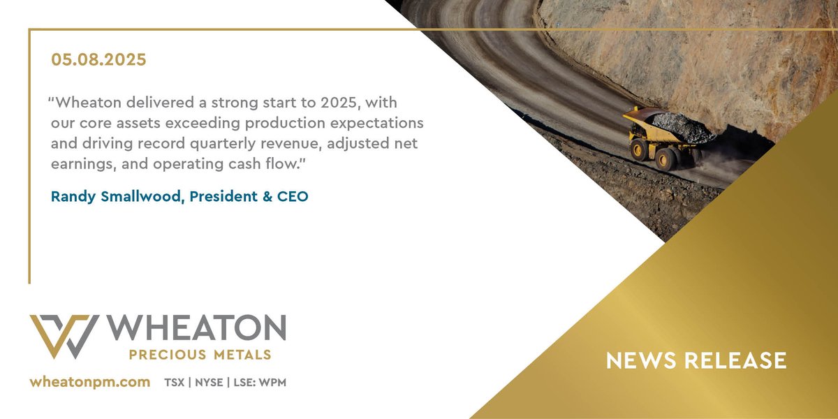 Wheaton Precious Metals (@wheaton_pm) on Twitter photo <a href="/Wheaton_PM/">Wheaton Precious Metals</a> Announces Record Revenue, Adjusted Net Earnings and Operating Cash Flow for the First Quarter of 2025. Read the news release here: tinyurl.com/yc3z2suv <a href="/Wheaton_PM/">Wheaton Precious Metals</a> Announces Record Revenue, Adjusted Net Earnings and Operating Cash Flow for the First Quarter of 2025. Read the news release here: tinyurl.com/yc3z2suv