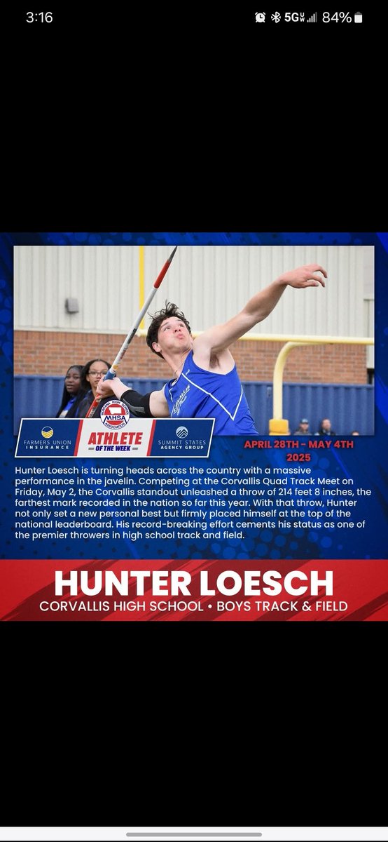 Way to go <a href="/LoeschHunter/">Hunter Loesch</a> !!