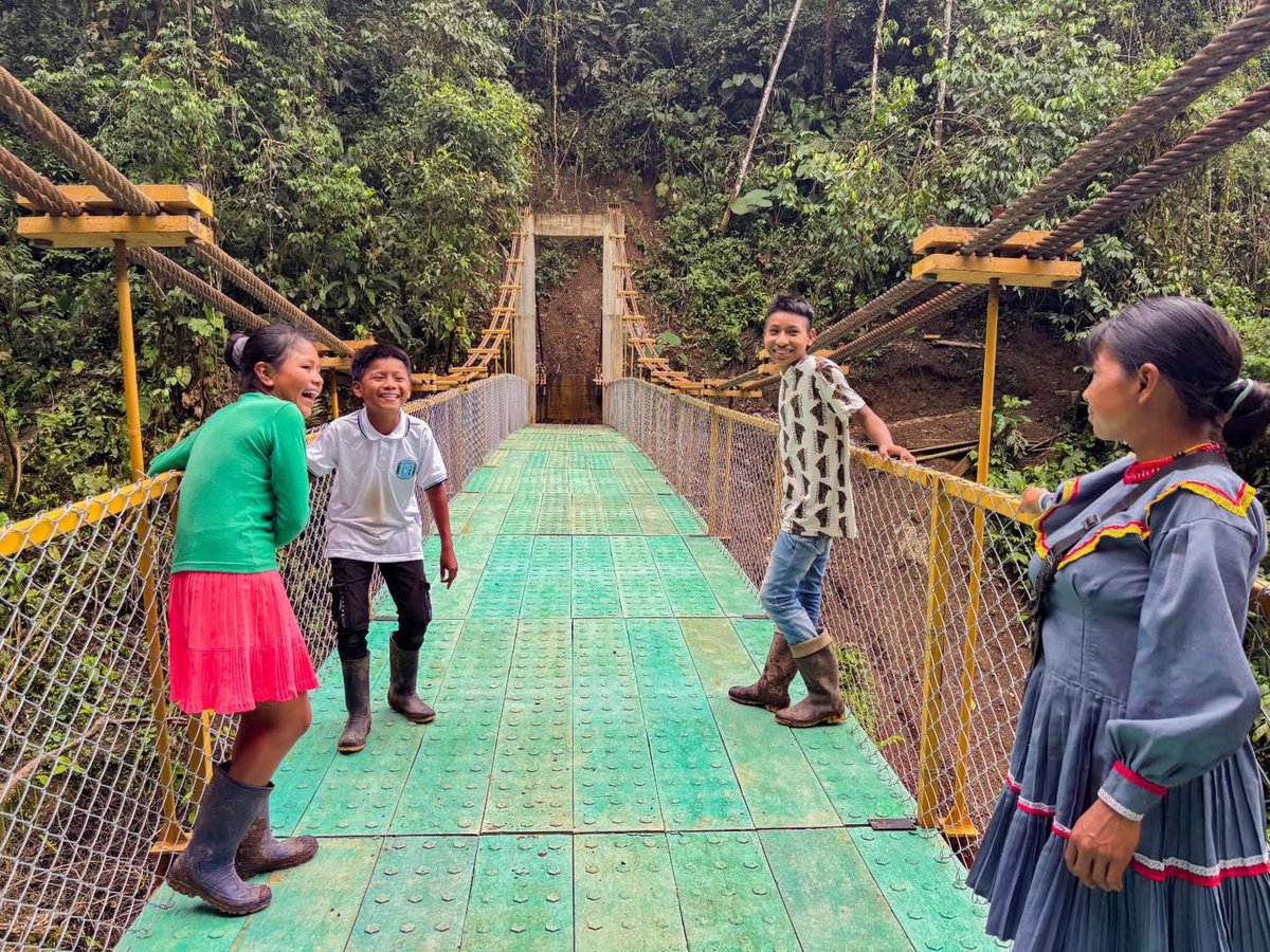 PatinoJuanD's tweet photo. ¡Tenemos puentes! 🌉
Finaliza la construcción de dos puentes peatonales ubicados en Caja de Oro Y Bajo Gitó, zona indígena de Pueblo Rico 👧🏽👦🏾

🎉 Esta inversión de $1.900 millones beneficia a más de 3.800 risaraldenses. Gracias a la gestión que realizamos ante el Gobierno Nacional logramos este maravilloso resultado.