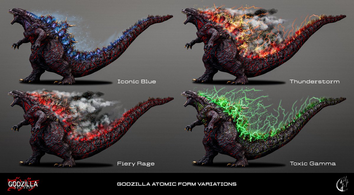 Zeeshan95697966's tweet image. Concept ideation for Godzilla Zero's atomic form (and yes that's his final look. As much as I like the classic blue, I'm experimenting with his design to make him different from his past versions. #godzilla #shingodzilla #godzillaminusone #Godzillafanart  #GodzillaRedzone