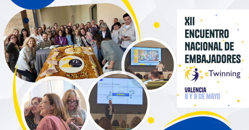 ¡Nos emociona anunciar el Encuentro de Embajadores eTwinning en Valencia, 8-9 mayo!  Talleres sobre IA en educación, identidad europea, protección de datos, inteligencia emocional y comunicación. 
🎉Además, celebramos 20 años de eTwinning. #eTwinning #Valencia #20AñosDeInnovación