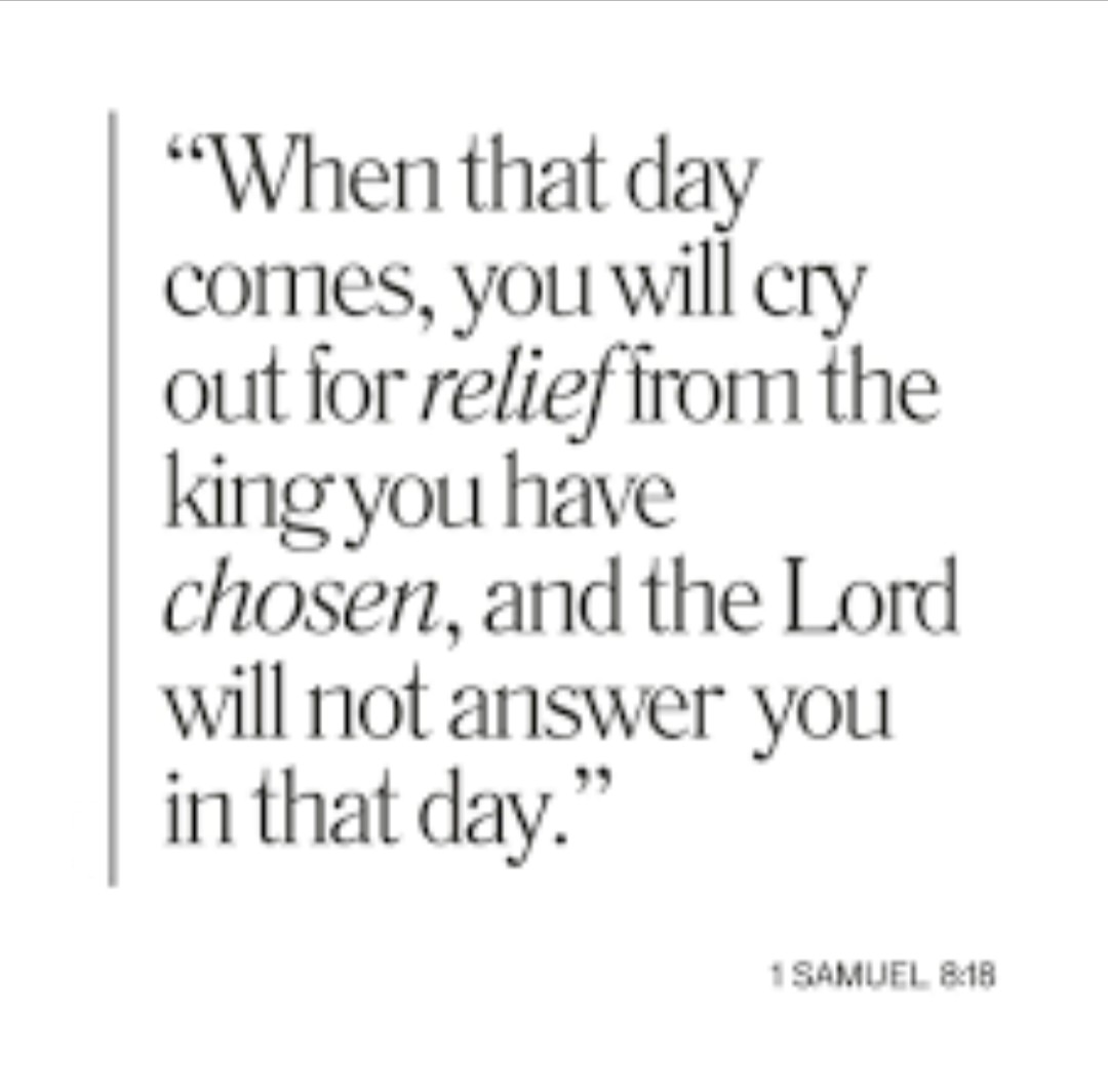 WatchmansPost's tweet photo. God appoints leaders that nations deserve, reflecting their faithfulness or rebellion.

(#Daniel2v21) -
"He changes times and seasons; he deposes kings and raises up others. He gives wisdom to the wise and knowledge to the discerning."

(#1Samuel8v18) -
"When that day comes, you will cry out for relief from the king you have chosen, but the Lord will not answer you in that day."
