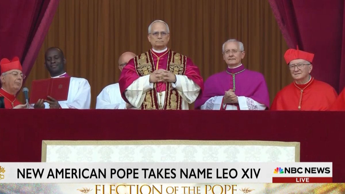 Congratulations to <a href="/PopeLeoXIV/">PopeLeoXIV</a> (Robert Francis Prevost). Our 267th pope who is the First American Pope in history. Born in Chicago,IL and attended college at Villanova. 
Speech highlights: 
* Evil will not prevail!
* He believes in a church that builds bridges!
*God loves us all!