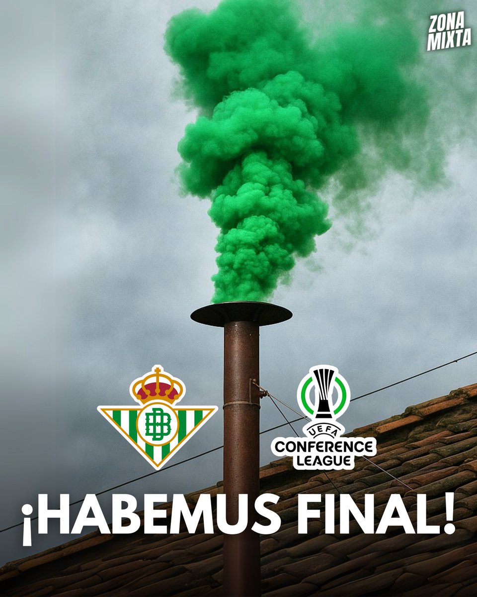 🚨💨🟢 ¡HABEMUS FINAL!

🏆 El <a href="/RealBetis/">Real Betis Balompié 🌴💚</a>  jugará por primera vez en su historia una final de una competición europea.

🇵🇱 Se enfrentará el próximo 28 de mayo al Chelsea en Polonia y será el único club español en pelear por un título europeo esta temporada.

#ZonaMixta