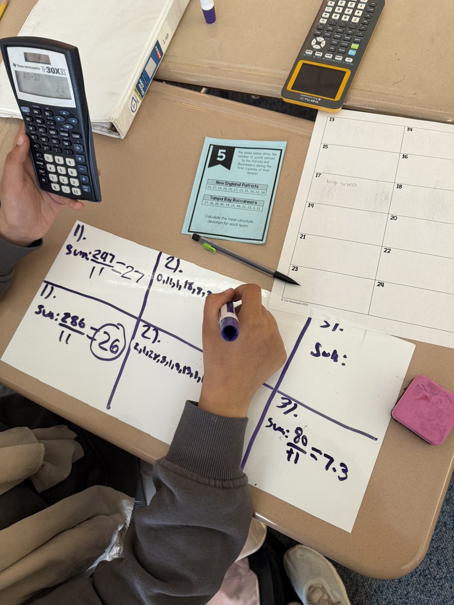 Comparing dot plots &amp; box plots got my students in their analytical era. And these adhesive whiteboards on their desks? Elite purchase of mine. Nothing like watching them argue interquartile ranges or mean absolute deviation like it’s reality TV. 🤪