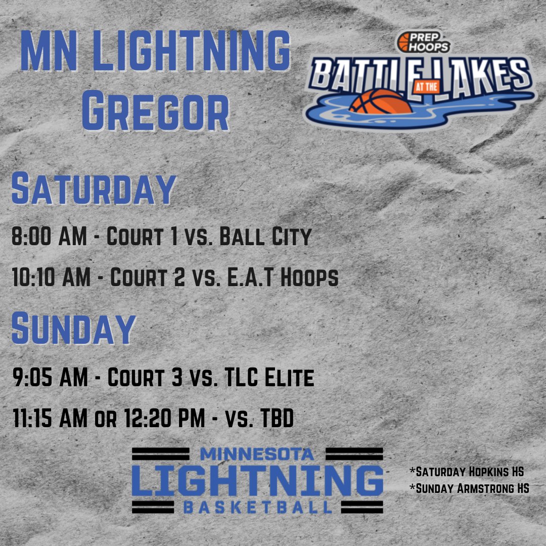 16u-Gregor Prep Hoops Battle at the Lakes Schedule for this weekend