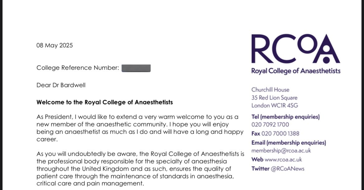 Jack (@jackbardwell99) on Twitter photo Looks like it’s official 👀 just joined <a href="/RCoANews/">Royal College of Anaesthetists</a>, now roll on August 🥳 Looks like it’s official 👀 just joined <a href="/RCoANews/">Royal College of Anaesthetists</a>, now roll on August 🥳