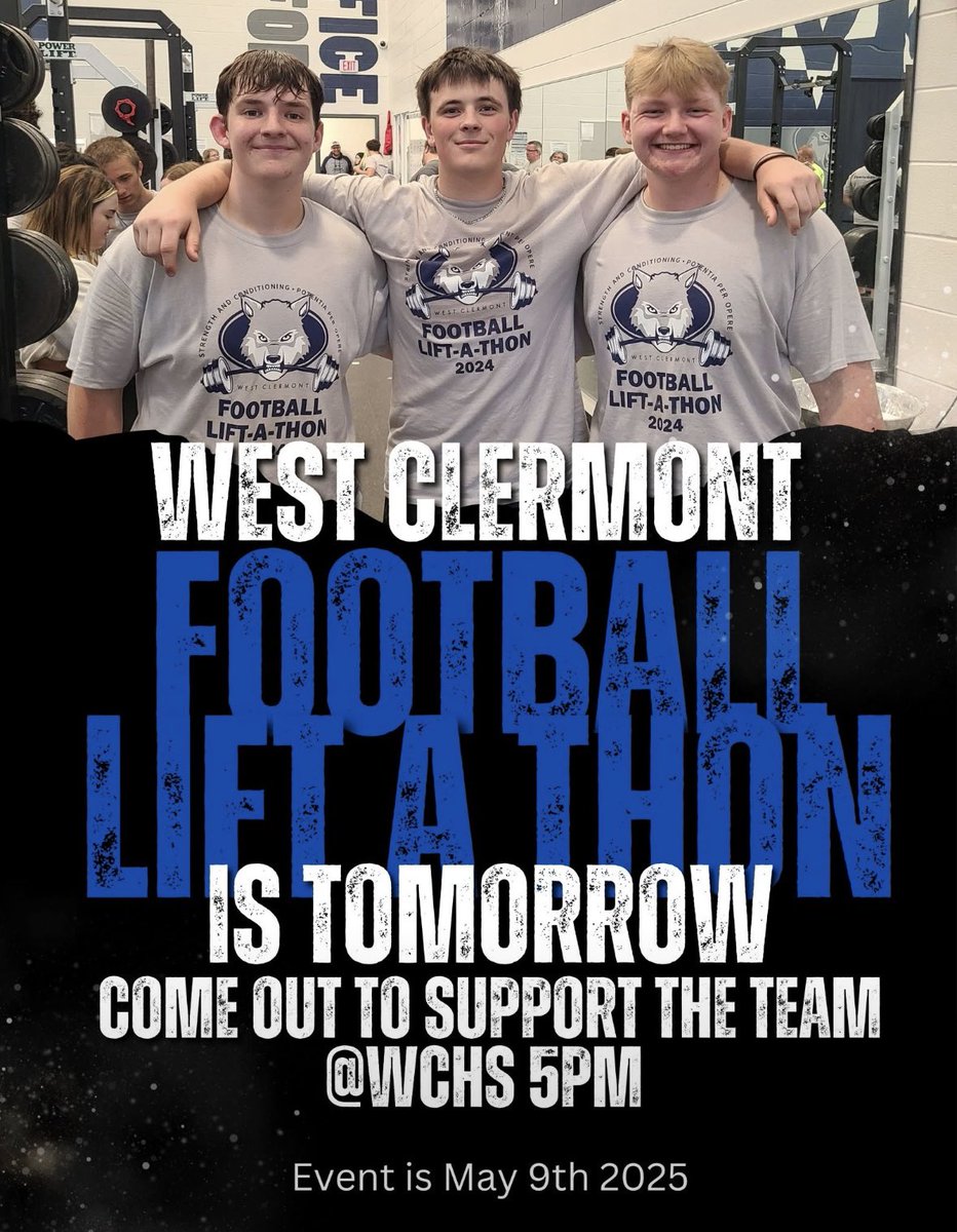 Sammy Haas (@sammyhaas7) on Twitter photo Liftathon tomorrow at West Clermont High school 5 pm! SHOW UP!!! <a href="/WCHSWolvesFB/">West Clermont HS Wolves Football</a> <a href="/wcwolvessports/">West Clermont Athletics</a> Liftathon tomorrow at West Clermont High school 5 pm! SHOW UP!!! <a href="/WCHSWolvesFB/">West Clermont HS Wolves Football</a> <a href="/wcwolvessports/">West Clermont Athletics</a>