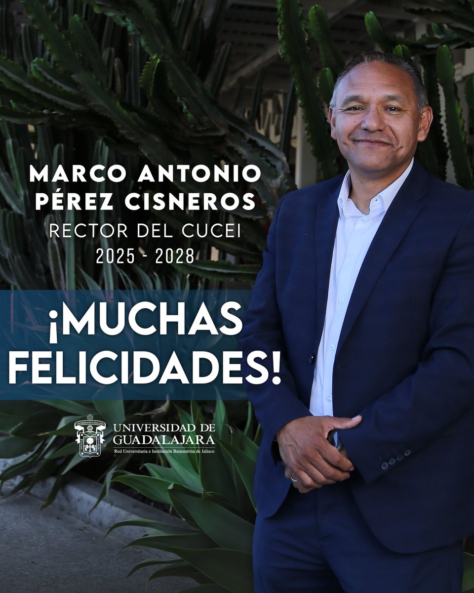 ¡Felicidades al Dr. <a href="/MarcoPerezMX/">Marco Pérez Cisneros</a> por su toma de protesta como Rector del <a href="/udegcucei/">CUCEI UdeG</a>!

Confiamos en que, bajo su liderazgo, continuará el crecimiento y fortalecimiento de este centro universitario.📚

🔗url.udg.mx/a0B45