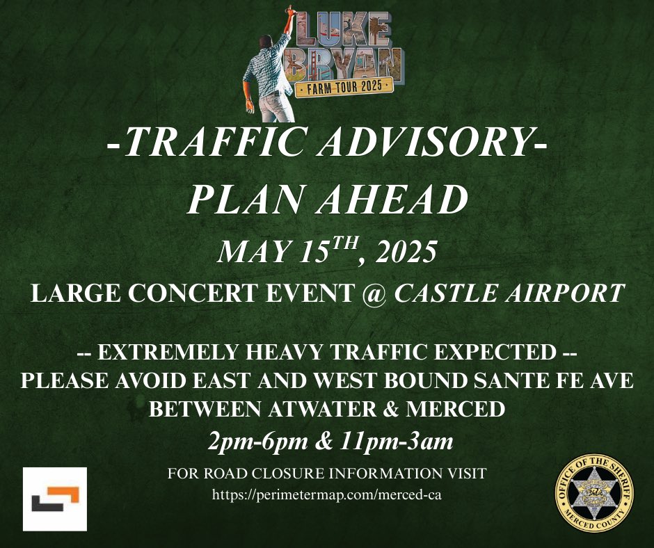 Plan ahead and check road closures here: perimetermap.com/merced-ca