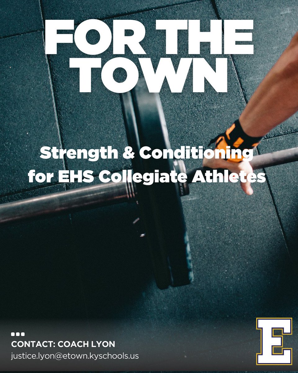 COLLEGE ATHLETES! We want you to come back and lift during summer break. If you are a college athlete that graduated from EHS please reach out to Coach Lyon (you can message here on to this account) and let’s coordinate a time for you all to lift for free at home!@EtownKySchools