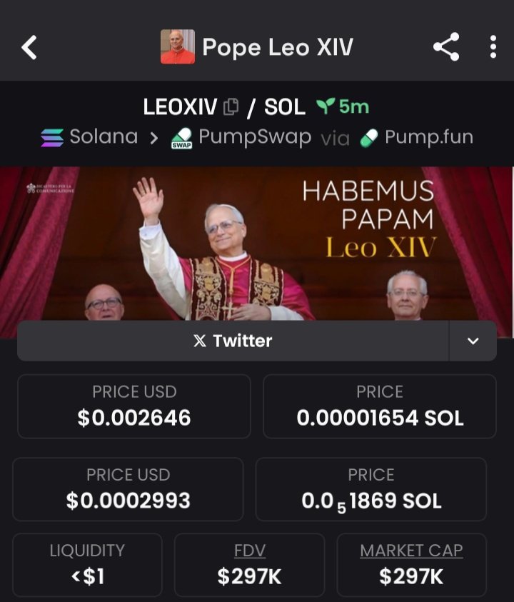 aplhaApe's tweet photo. #LeoXIV was first shared to my alpha TG at just $297k MCAP. let's guide you through your memecoins trading. JOIN THE ALPHA TG.
#LeoneXIV #Pope #Trump $pope $nope $urmom #vampcoin2 #Crypto #Solana #Memecoin $time $paws #kapibala $fur $db $dark $figure $ghibli $house $esim $pvs https://t.co/Gd2Tx0Ghae
