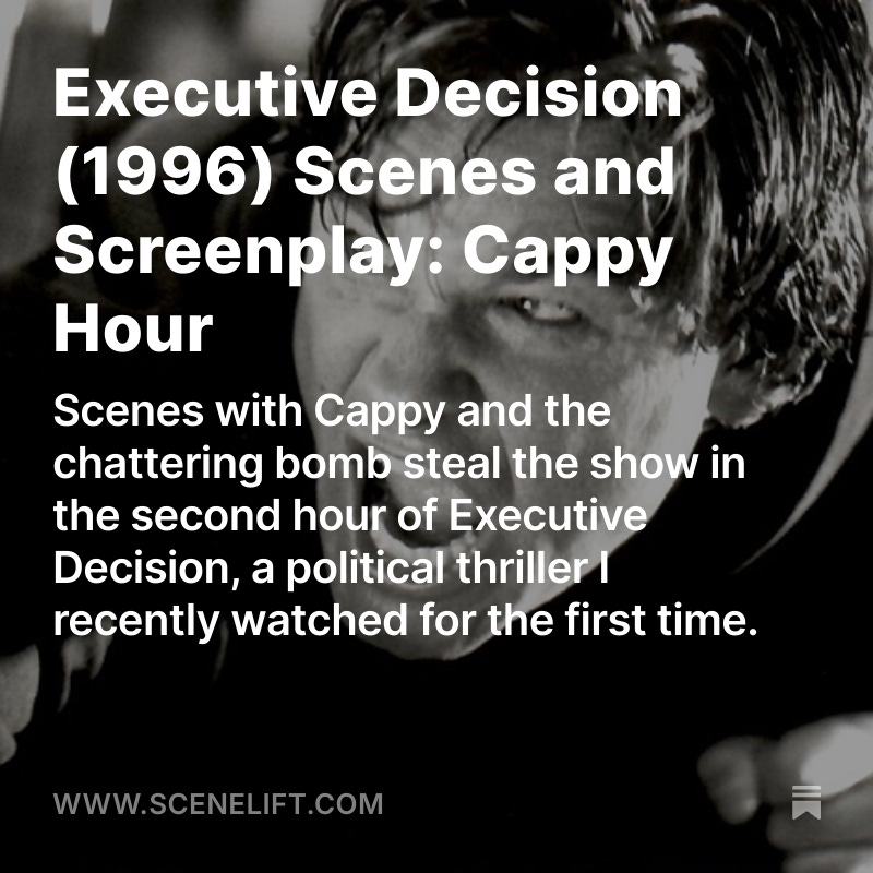 gibbiv's tweet photo. In Executive Decision (1996), a brainiac and crippled commando named Cappy fail to defuse a bomb three times but everyone still survives due to a plastic straw. I love these types of absurdly awesome political thrillers! https://t.co/5XBrylD6oC