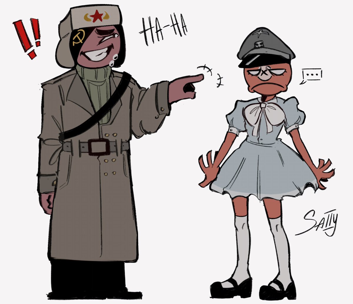 Reich kawaii 🥺😘
#CountryHumans 
#ussrnazi #sovietreich
