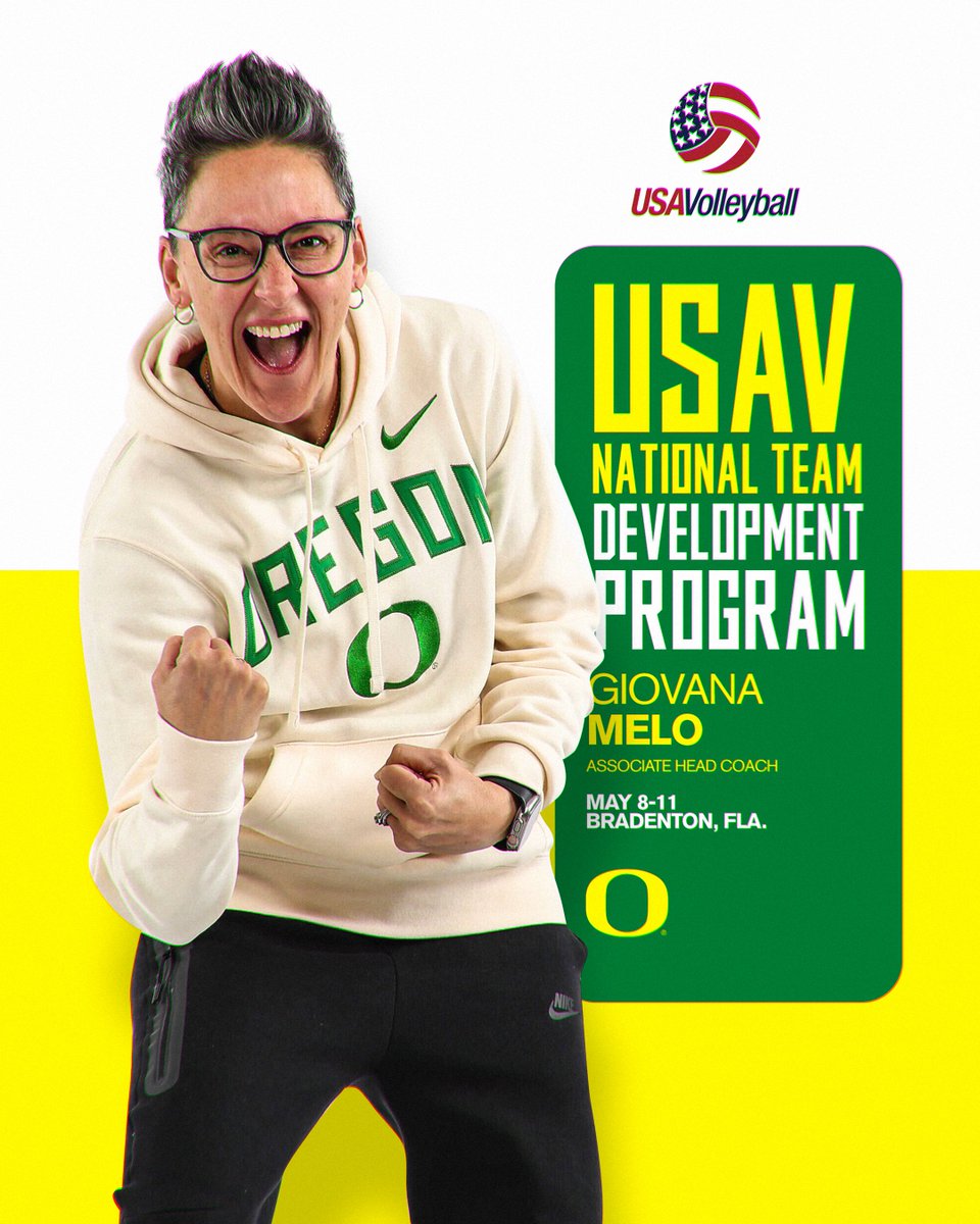 Oregon Volleyball (@oregonvb) on Twitter photo Gio is ready for a USAV weekend💪
Associate head coach Giovana Melo is part of the coaching group selected for this weekend's <a href="/usavolleyball/">USA Volleyball</a> NTDP spring training series in Florida.
#GoDucks Gio is ready for a USAV weekend💪
Associate head coach Giovana Melo is part of the coaching group selected for this weekend's <a href="/usavolleyball/">USA Volleyball</a> NTDP spring training series in Florida.
#GoDucks