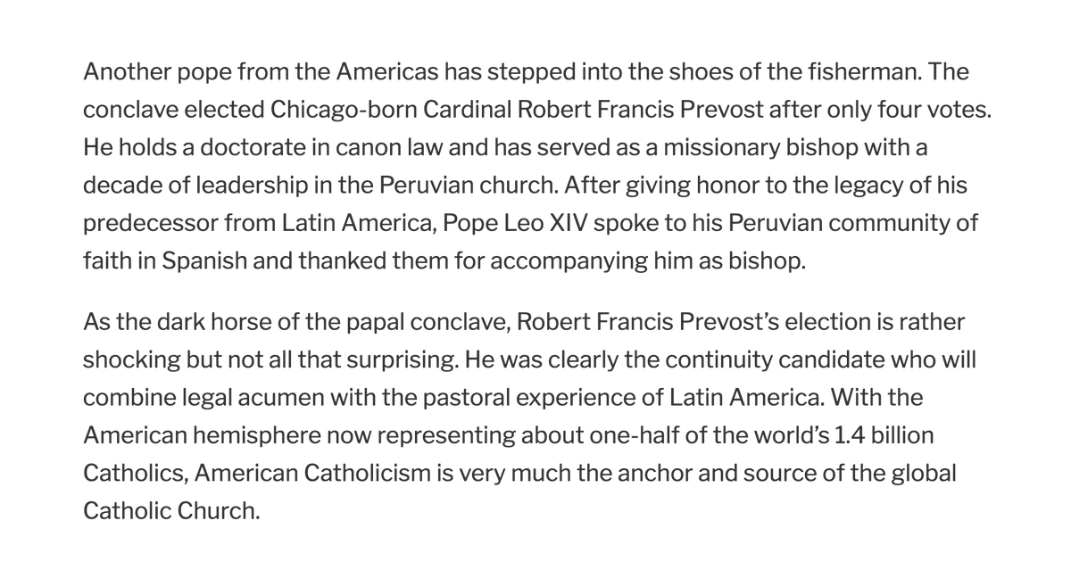 We have a pope — an(other) American pope, no less!

At cushwa.nd.edu, David Lantigua shares initial reflections on the election of a second pope from the Americas: cushwa.nd.edu/news/pope-leo-…