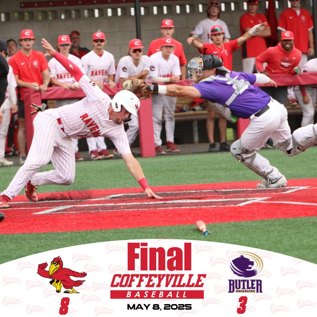 Red Raven Sports (@redravensports) on Twitter photo Baseball
Final
Ravens defeat the Grizzlies of Butler 8-3 to take the Region 6 Opening Round Playoff series 2 games to 0!!
<a href="/cccredravens/">Coffeyville CC</a> <a href="/redravensBB/">CCC Baseball</a> Baseball
Final
Ravens defeat the Grizzlies of Butler 8-3 to take the Region 6 Opening Round Playoff series 2 games to 0!!
<a href="/cccredravens/">Coffeyville CC</a> <a href="/redravensBB/">CCC Baseball</a>