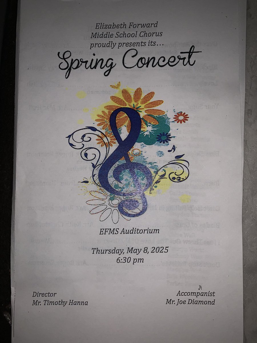 Benjamin Cook (@benjaminccook) on Twitter photo Looking forward to hearing the EFMS 7th grade chorus and 8th grade chorus under the direction of Mr. Hanna this evening. <a href="/EFMSWarriors/">Elizabeth Forward Middle School</a> Looking forward to hearing the EFMS 7th grade chorus and 8th grade chorus under the direction of Mr. Hanna this evening. <a href="/EFMSWarriors/">Elizabeth Forward Middle School</a>