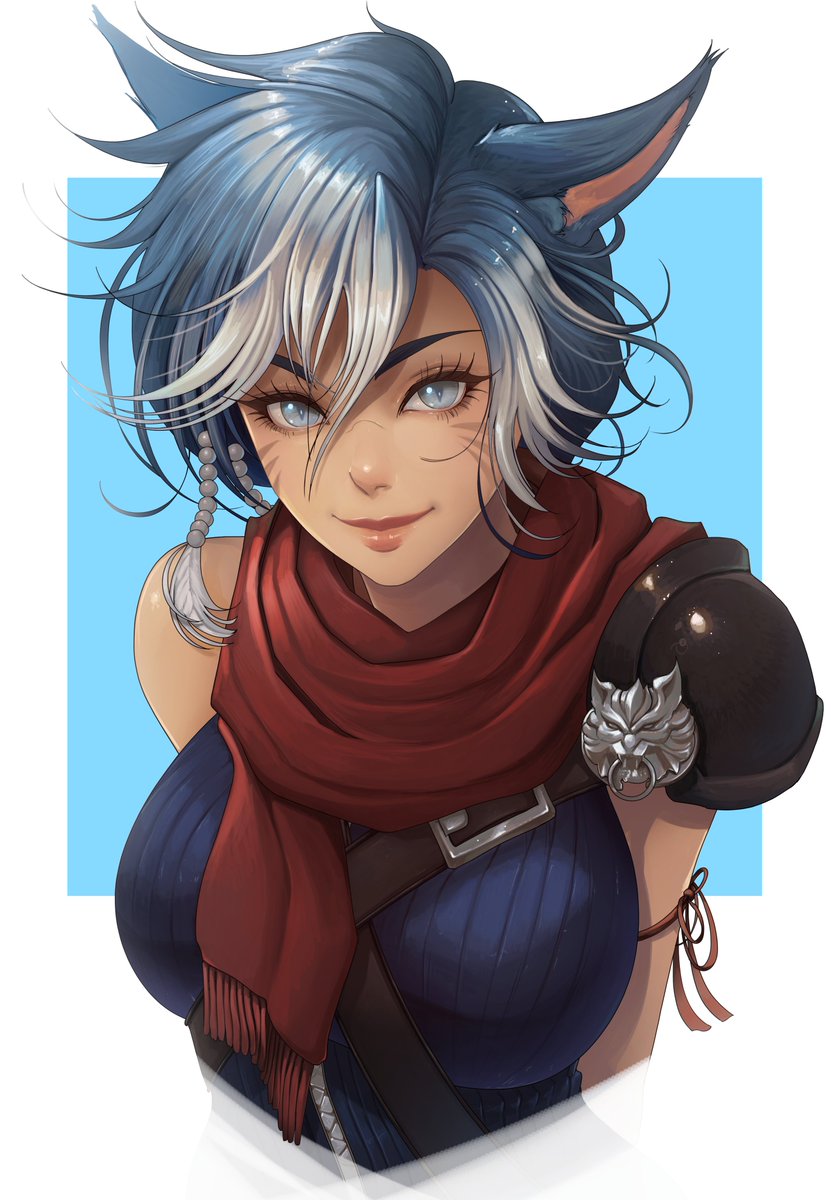 Nalala_ffxiv's tweet image. 🩵💙miqo commission 💙🩵