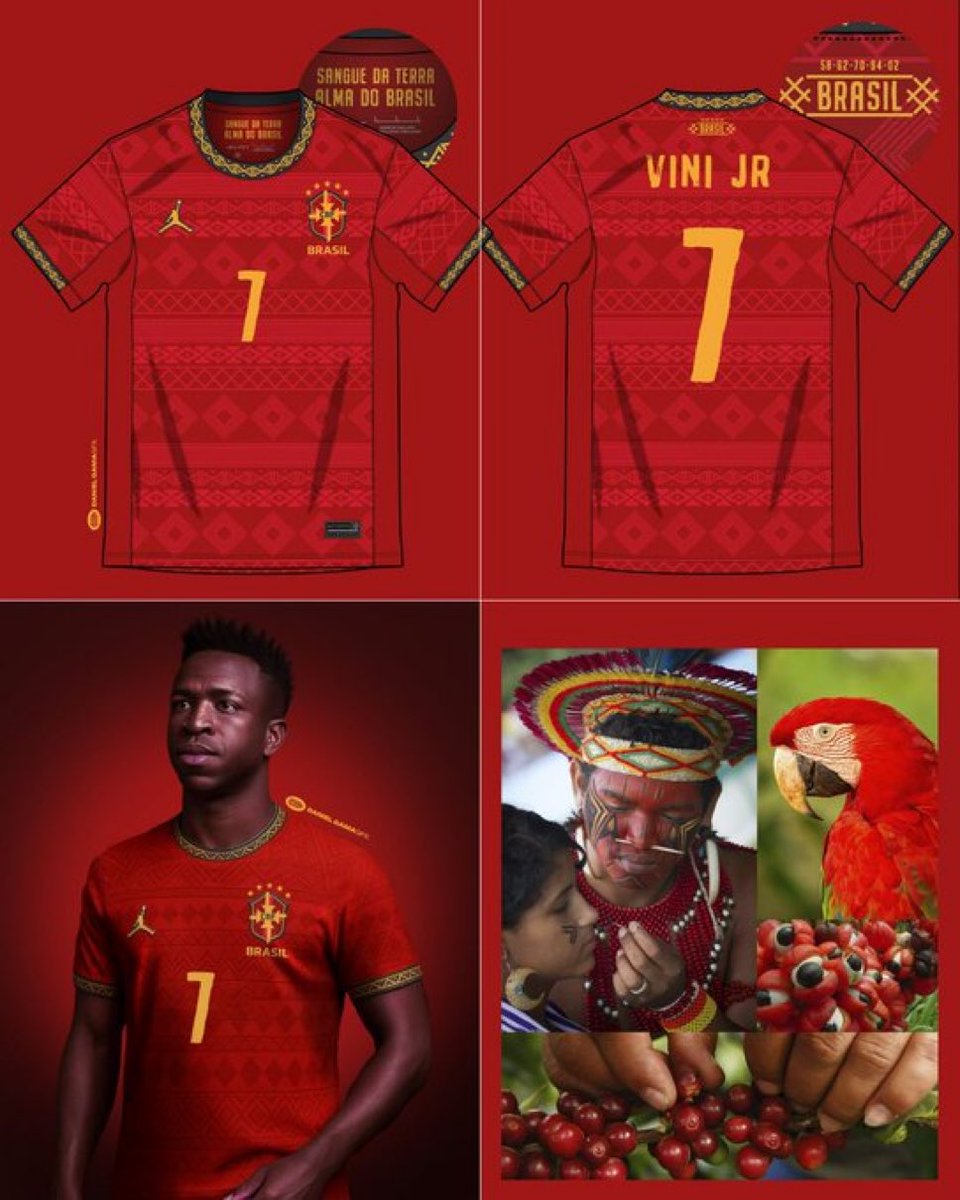 CuriosidadesBRL's tweet image. Essa seria a camisa vermelha da seleção brasileira.

(@Footy_Headlines)