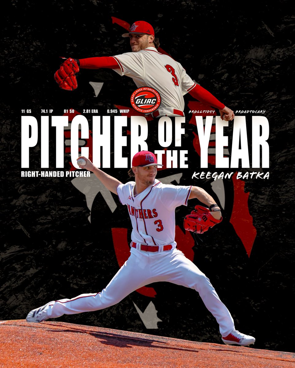 ⭐️ GLIAC Pitcher of the Year ⭐️

#RollTidey #RoadtoCary