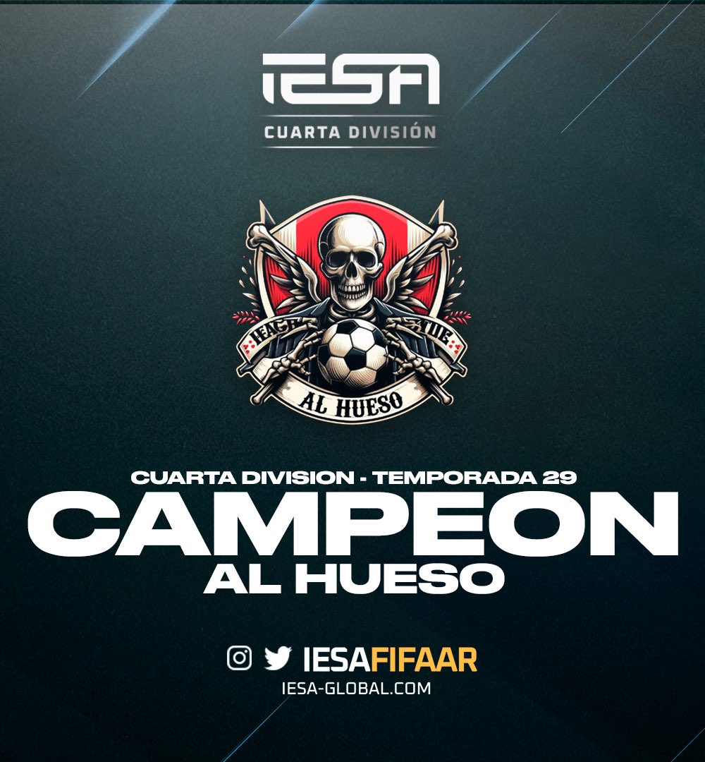 ¡EL PRIMER ASCENSO NO SE OLVIDA! 🥳️

Al Hueso se quedó con el campeonato de la #IESACuarta  🏆

Salud 🥂