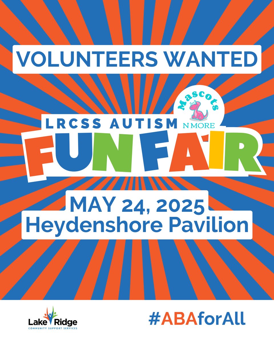 lrcssaba's tweet image. We're looking for volunteers for our upcoming #autismfunfair happening on May 24, 2025. 

If your interested fill in the form at form.jotform.com/231074732902047

#abaforall #funfair #whitby #heydenshore #autism #charity #nonprofit