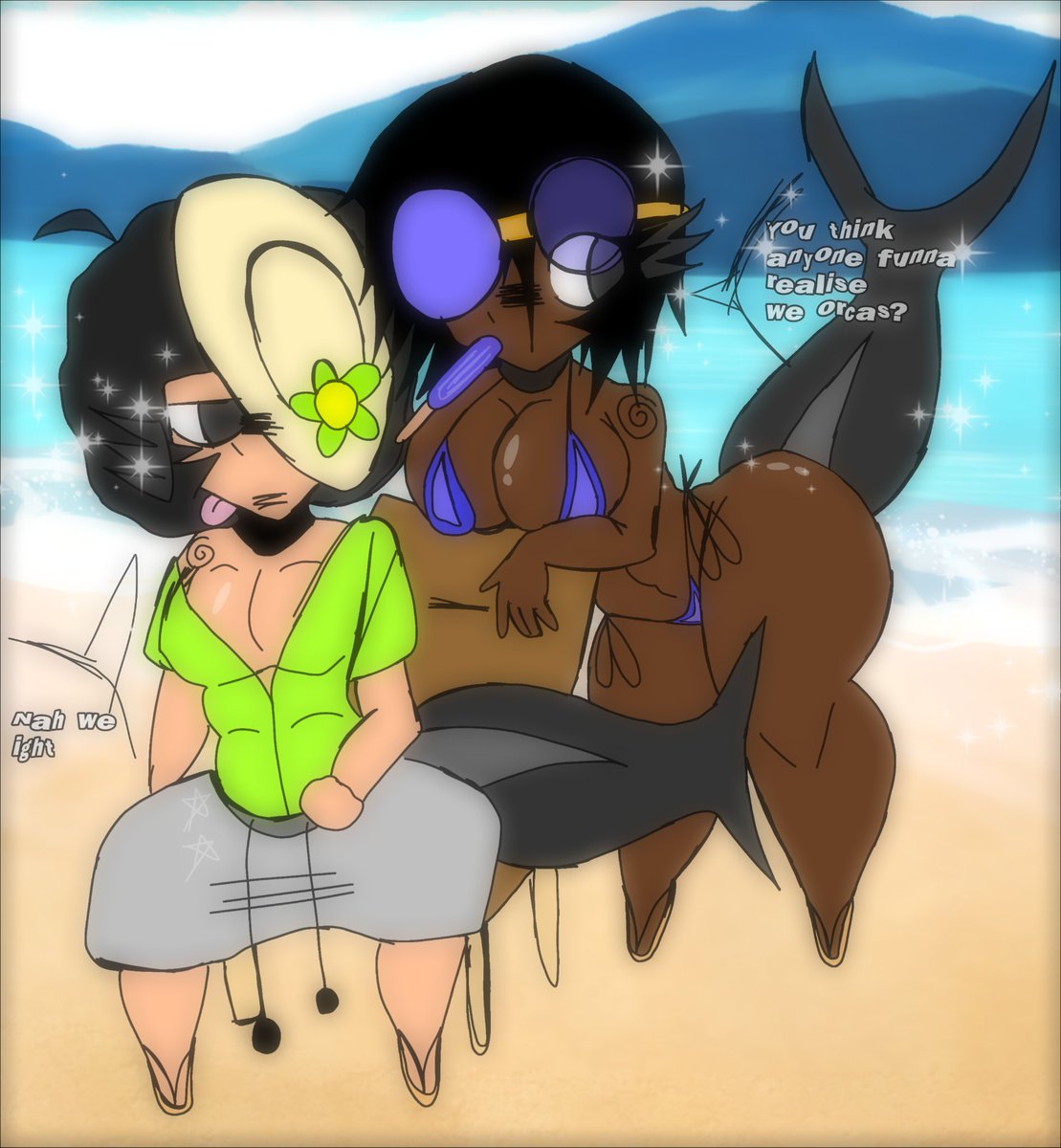 Ultrac0l0r's tweet photo. Two orca ocs i made for fun #beachcore https://t.co/S7ggArNxyk
