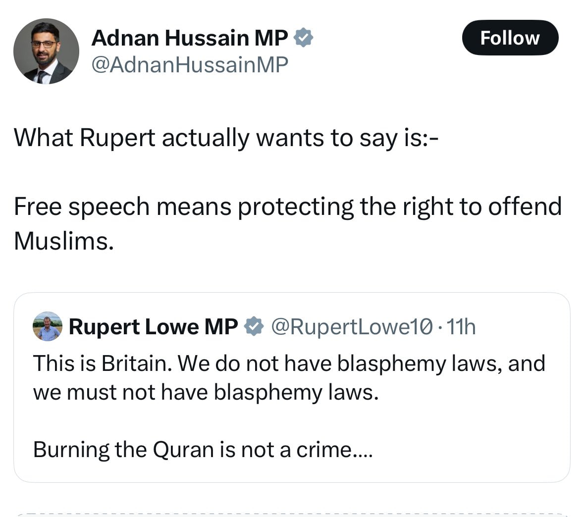 Meanwhile, in Britain, members of Parliament snidely comment that free speech supporters want "the right to offend Muslims."

Actually, yes. And when Britain was a better country, the right to offend wasn't even in question. If you want a country where offending Muslims is