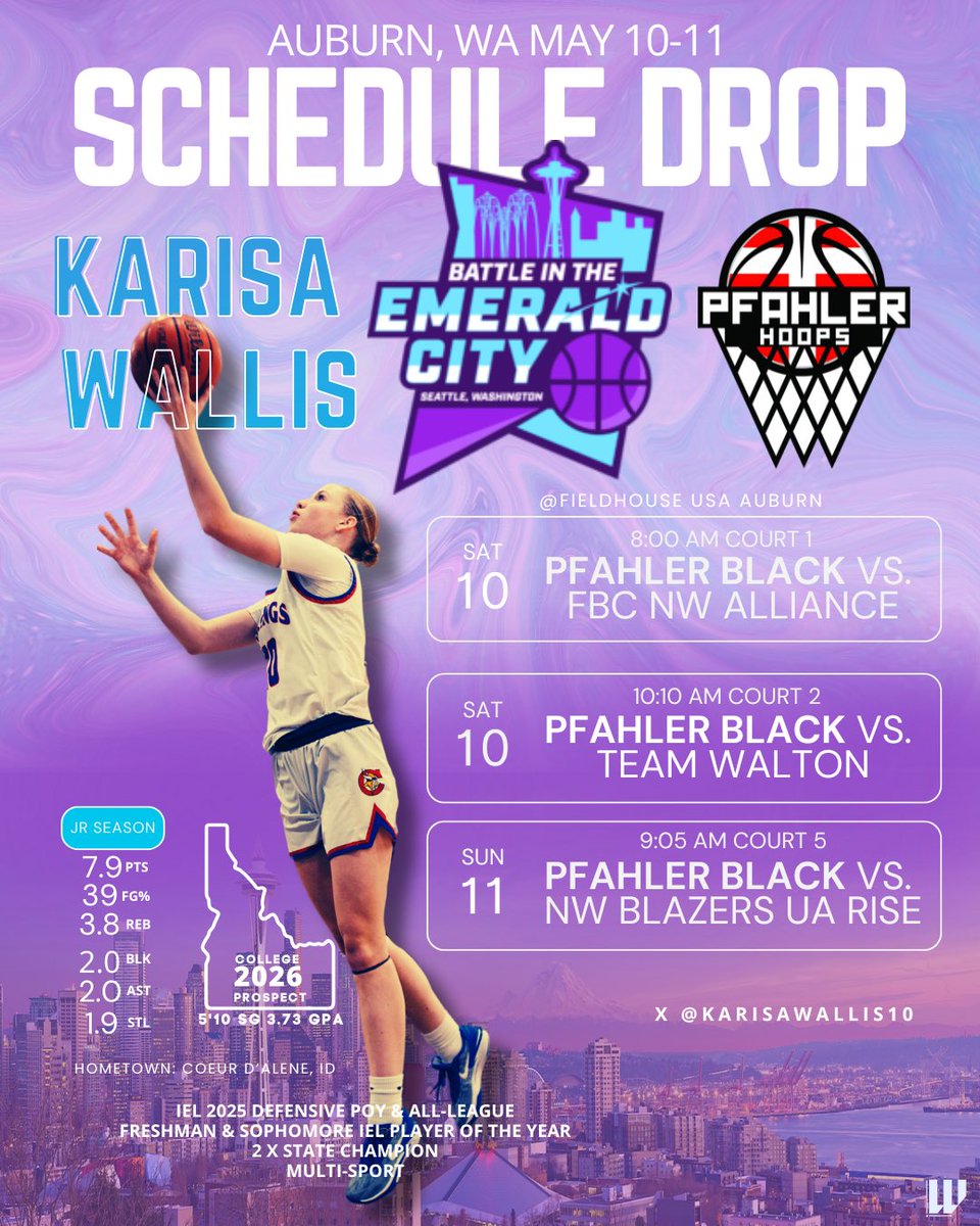 Karisa Wallis (@karisawallis10) on Twitter photo 🚧👀 Battle in the Emerald City games times are locked in! See you in Seattle! <a href="/lwj_productions/">LWJ College Fit Consulting</a> 🚧👀 Battle in the Emerald City games times are locked in! See you in Seattle! <a href="/lwj_productions/">LWJ College Fit Consulting</a>